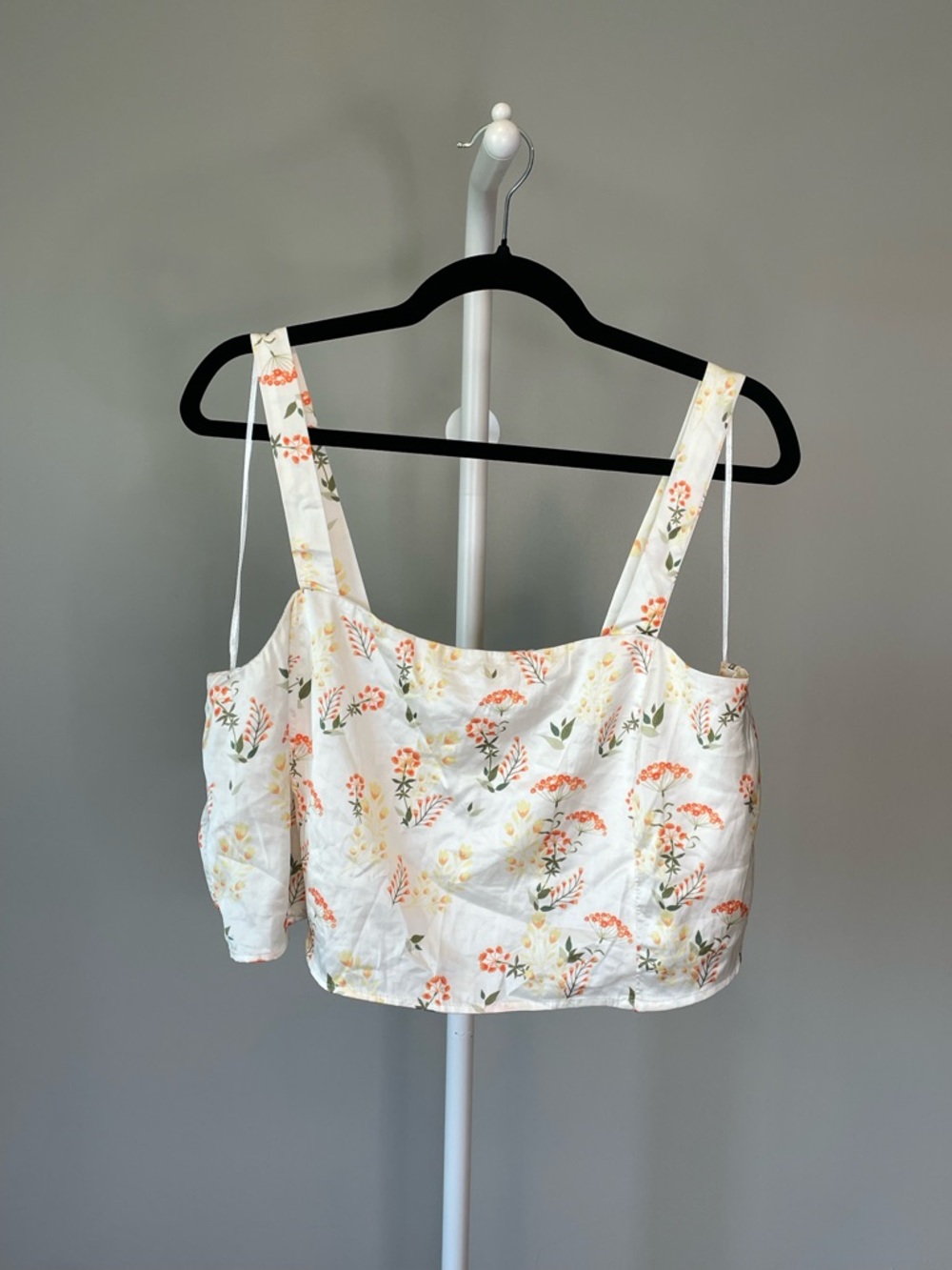 Petal & Pup White Floral Cropped Tank with Orange and Green Print XL NWOT